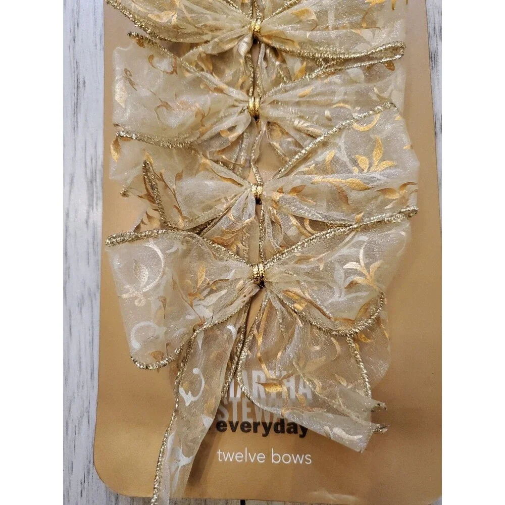Martha Stewart Everyday Christmas Golden Luster Tie Bows 12-Pack Vintage 2002